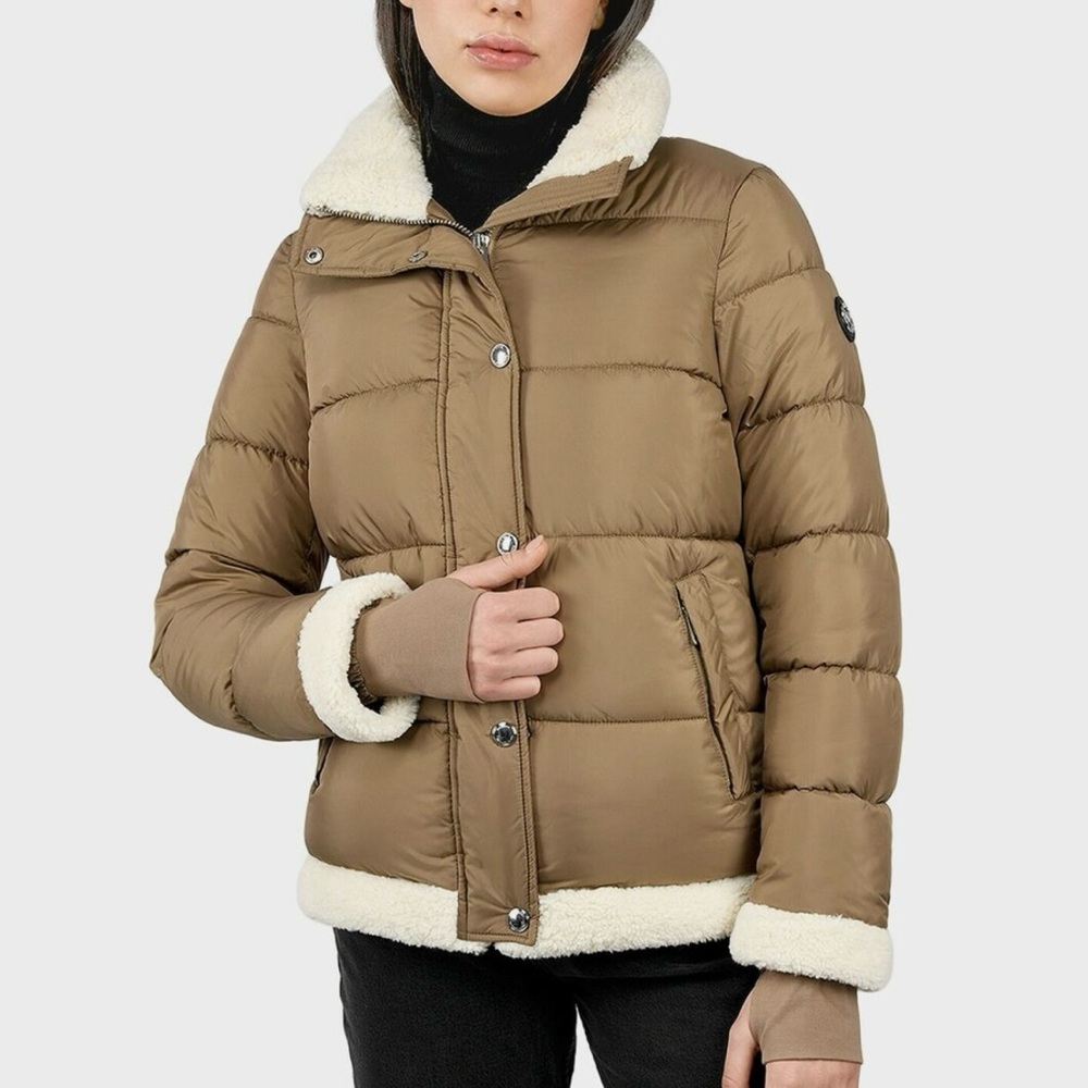 Michael Kors Faux Shearling Trim Quilted Puffer Jacket Women’s Size XS